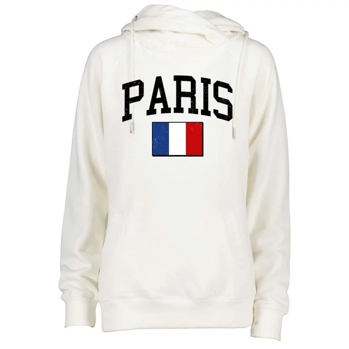 Sporty Paris France Flag Logo Sports Fan Womens Funnel Neck Pullover Hood