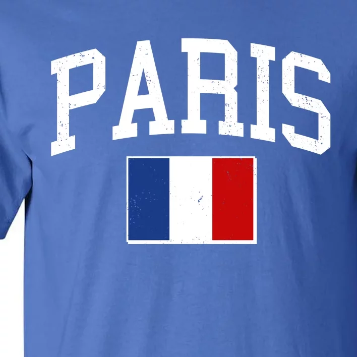 Sporty Paris France Flag Logo Sports Fan Tall T-Shirt