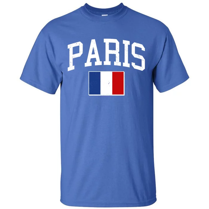 Sporty Paris France Flag Logo Sports Fan Tall T-Shirt