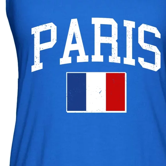 Sporty Paris France Flag Logo Sports Fan Ladies Essential Flowy Tank