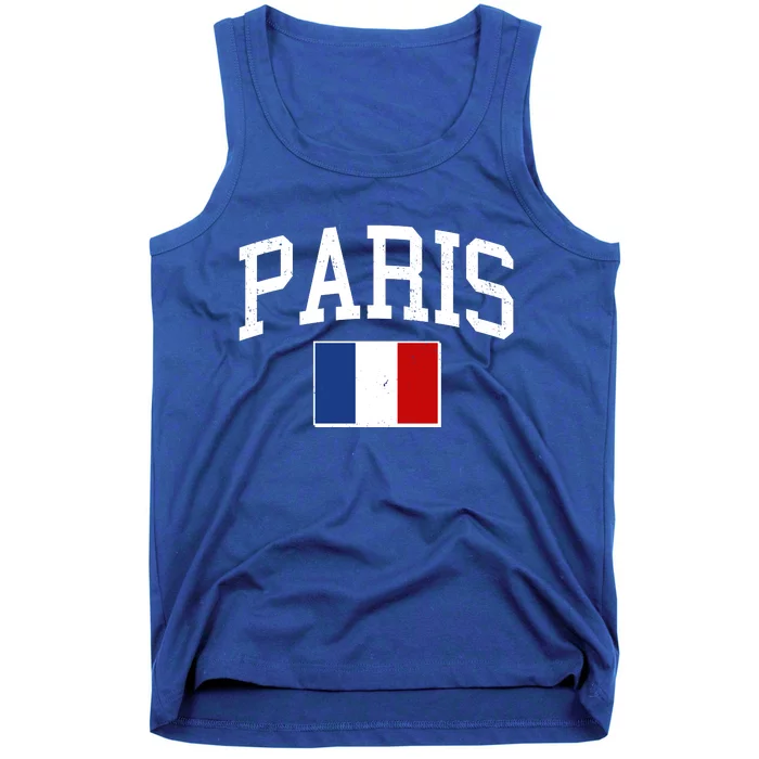 Sporty Paris France Flag Logo Sports Fan Tank Top