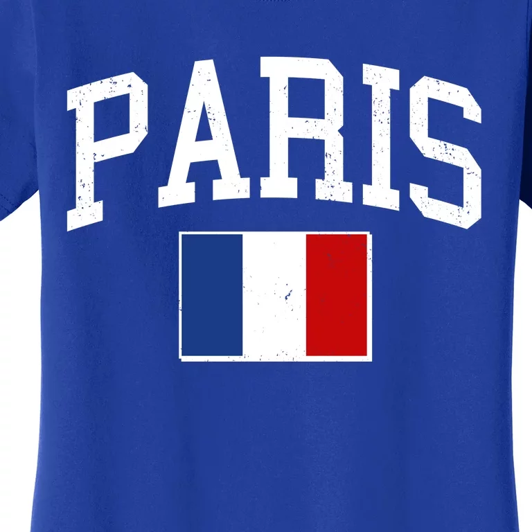 Sporty Paris France Flag Logo Sports Fan Women's T-Shirt