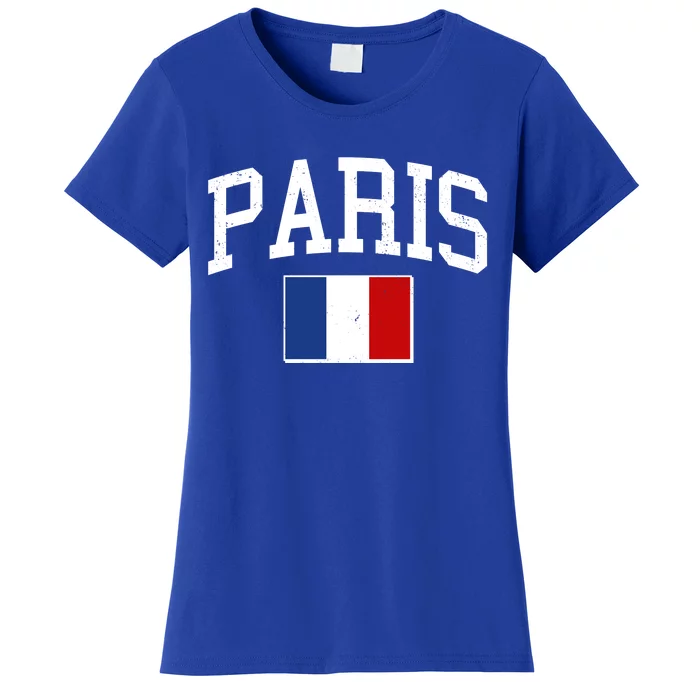 Sporty Paris France Flag Logo Sports Fan Women's T-Shirt