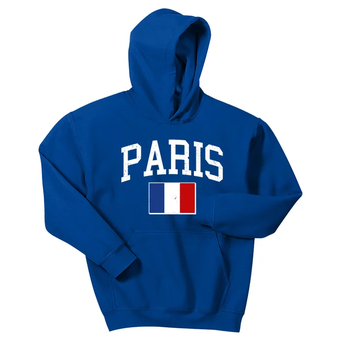 Sporty Paris France Flag Logo Sports Fan Kids Hoodie