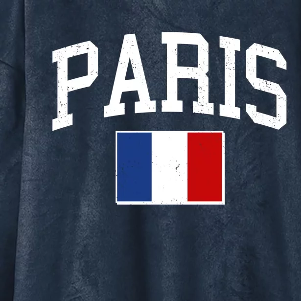 Sporty Paris France Flag Logo Sports Fan Hooded Wearable Blanket