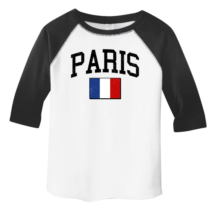 Sporty Paris France Flag Logo Sports Fan Toddler Fine Jersey T-Shirt