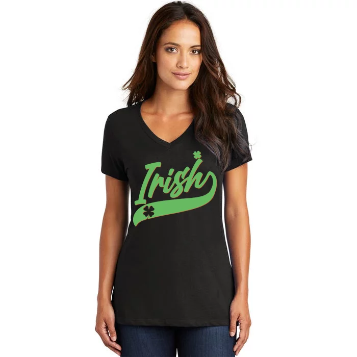 Sporty St. Patrick's Day Irish Logo Women's V-Neck T-Shirt