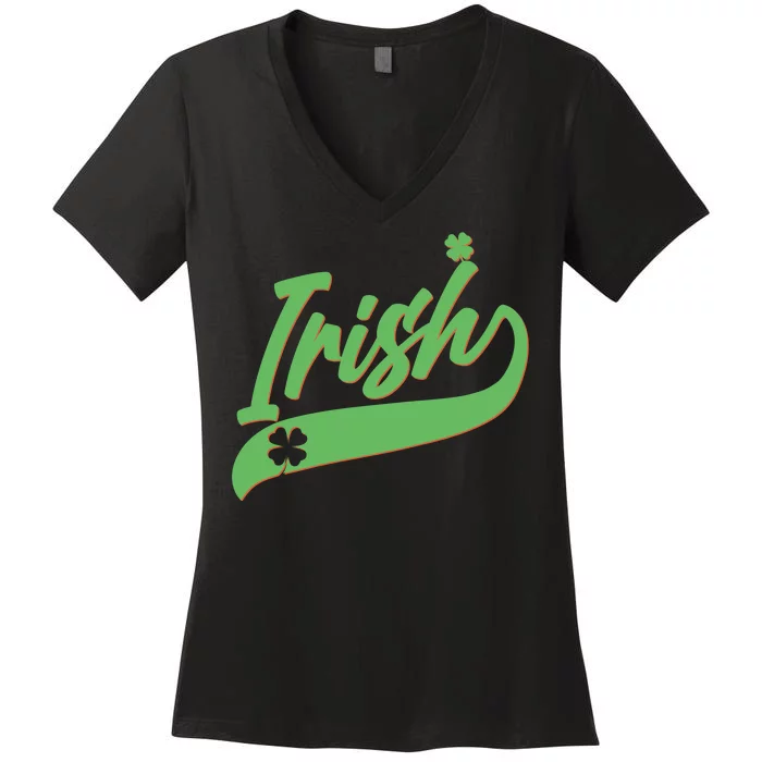 Sporty St. Patrick's Day Irish Logo Women's V-Neck T-Shirt