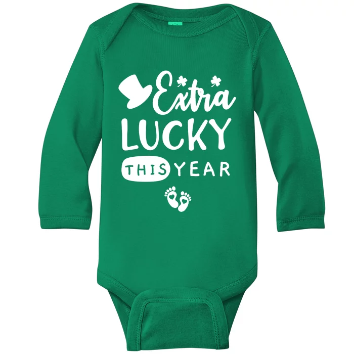 St Pattys Pregnancy Announcement St Patricks Day Pregnant Premium Baby Long Sleeve Bodysuit