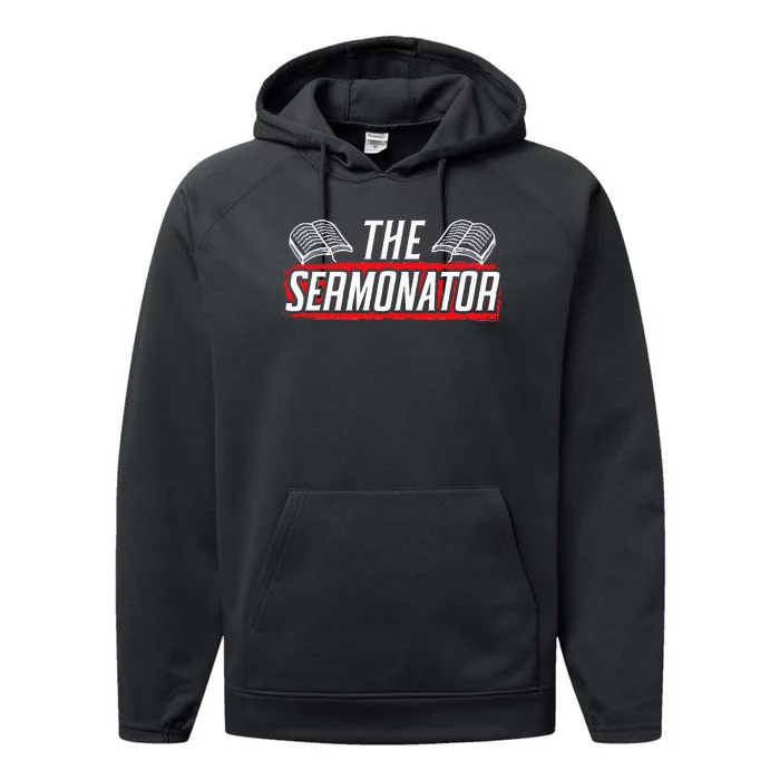 Sermonator Pastor Preacher Christian Believer Religious Performance Fleece Hoodie