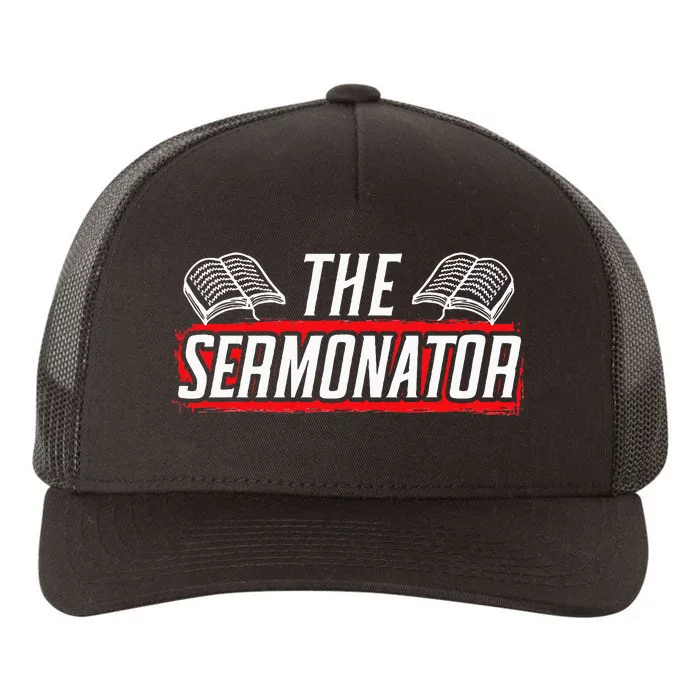 Sermonator Pastor Preacher Christian Believer Religious Yupoong Adult 5-Panel Trucker Hat