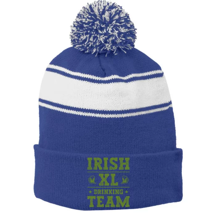 St Patrick`s Patricks Day Lucky Irish Xl Ing Team Beer Gift Stripe Pom Pom Beanie