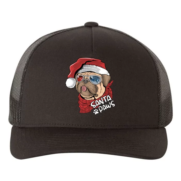 Santa Paws Pug Christmas Tee Kids Boys Xmas Funny Gift Pugmas Gift Yupoong Adult 5-Panel Trucker Hat