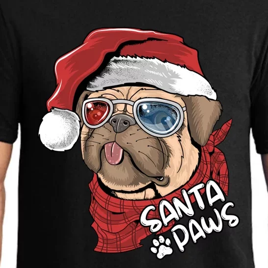 Santa Paws Pug Christmas Tee Kids Boys Xmas Funny Gift Pugmas Gift Pajama Set