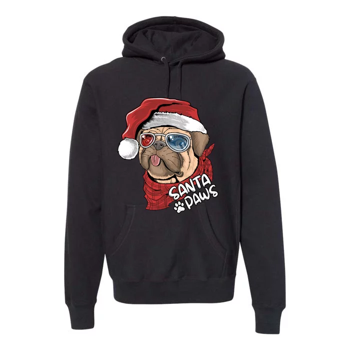 Santa Paws Pug Christmas Tee Kids Boys Xmas Funny Gift Pugmas Gift Premium Hoodie