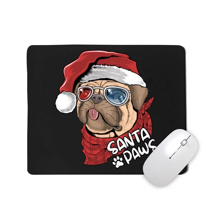 Santa Paws Pug Christmas Tee Kids Boys Xmas Funny Gift Pugmas Gift Mousepad