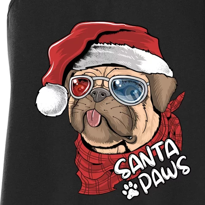 Santa Paws Pug Christmas Tee Kids Boys Xmas Funny Gift Pugmas Gift Women's Racerback Tank