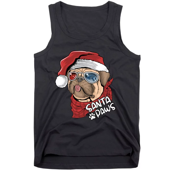 Santa Paws Pug Christmas Tee Kids Boys Xmas Funny Gift Pugmas Gift Tank Top