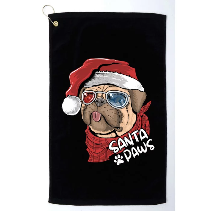 Santa Paws Pug Christmas Tee Kids Boys Xmas Funny Gift Pugmas Gift Platinum Collection Golf Towel