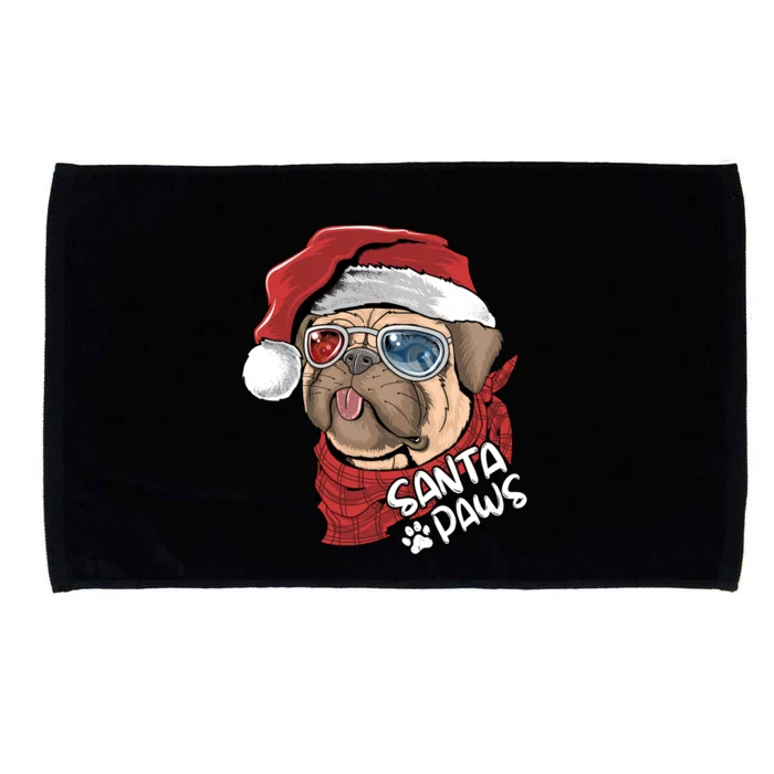 Santa Paws Pug Christmas Tee Kids Boys Xmas Funny Gift Pugmas Gift Microfiber Hand Towel