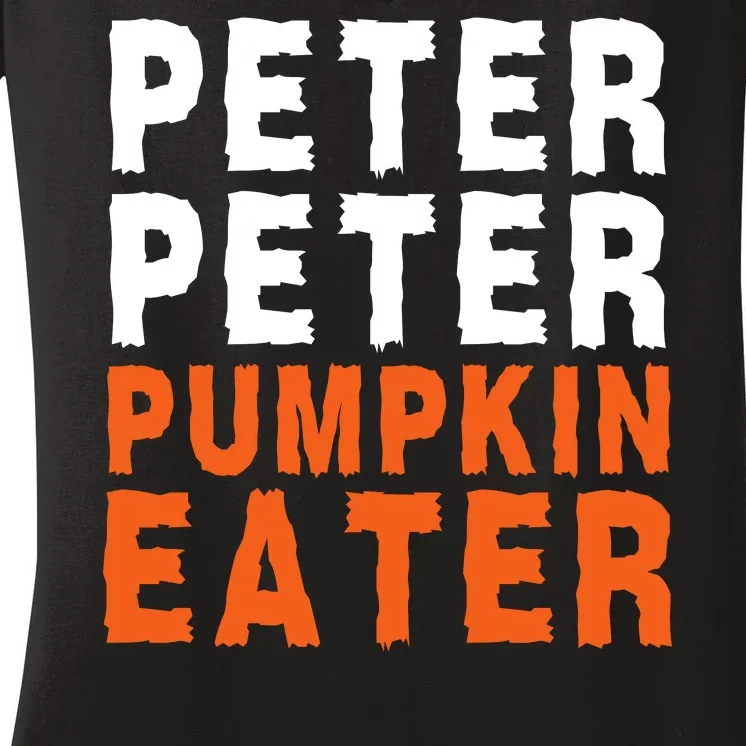 Scary Peter Peter Pumpkin Eater Halloween Costume Couple Funny Halloween Costume Women's V-Neck T-Shirt