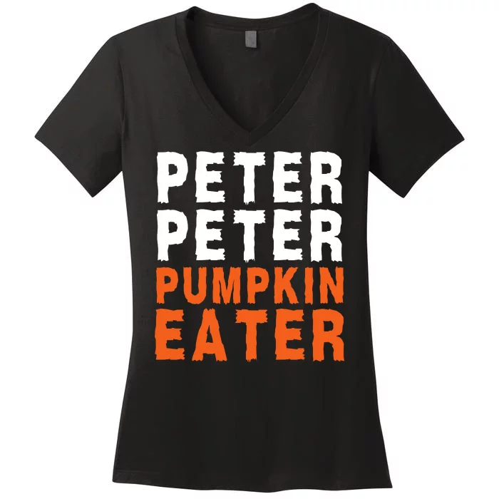 Scary Peter Peter Pumpkin Eater Halloween Costume Couple Funny Halloween Costume Women's V-Neck T-Shirt