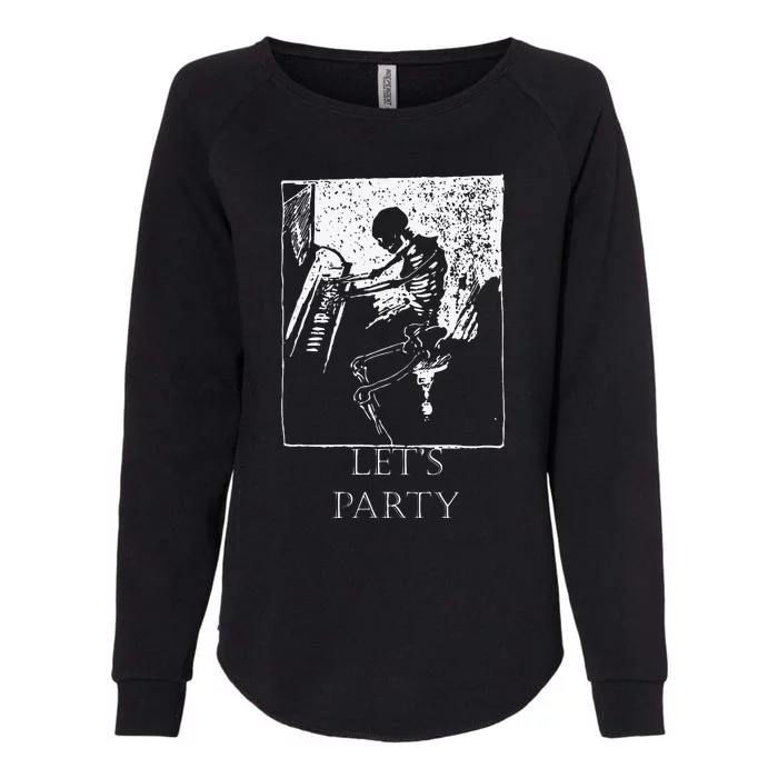 Skeleton Playing Piano Lets Party Halloween Womens California Wash Sweatshirt