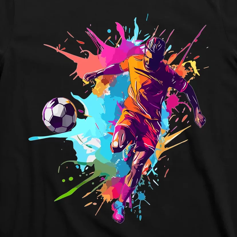 Soccer Player Paint Splash T-Shirt