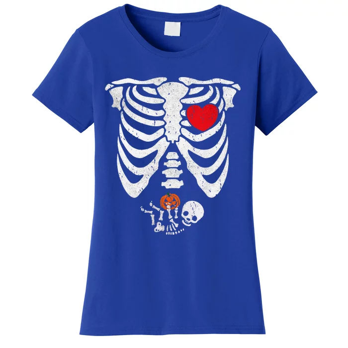 Skeleton Pregnancy Pregnant Baby Halloween Costume Mom Funny Women's T-Shirt