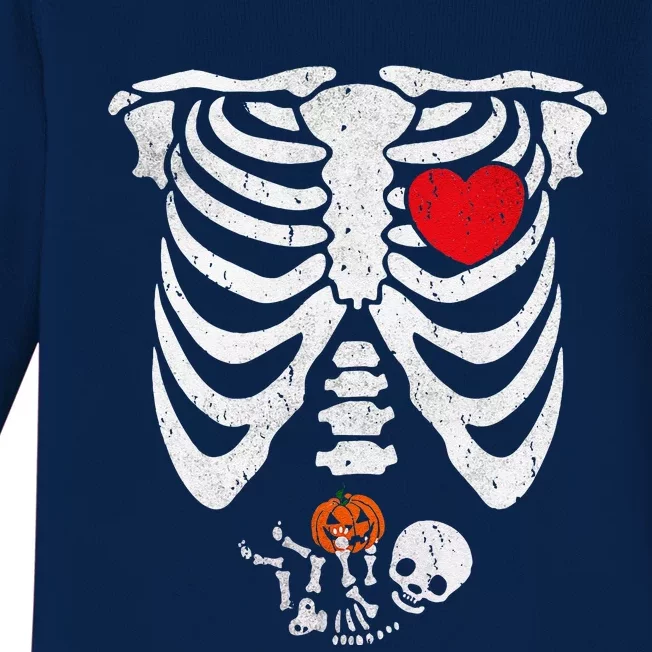 Skeleton Pregnancy Pregnant Baby Halloween Costume Mom Funny Baby Long Sleeve Bodysuit