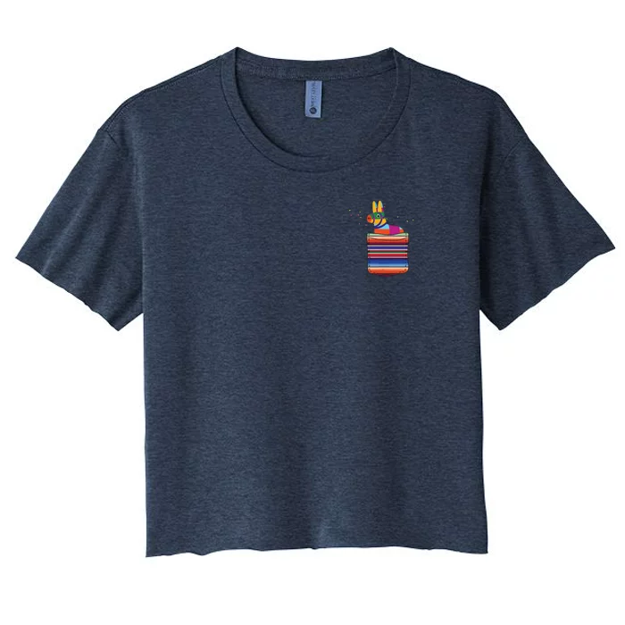 Serape Pocket Pinata Mexican Fiesta Women's Crop Top Tee