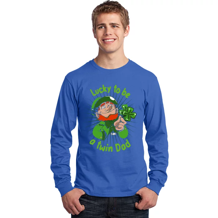 St Patrick`s Patricks Father`s Day Lucky To Be A Twin Dad Gift Long Sleeve Shirt