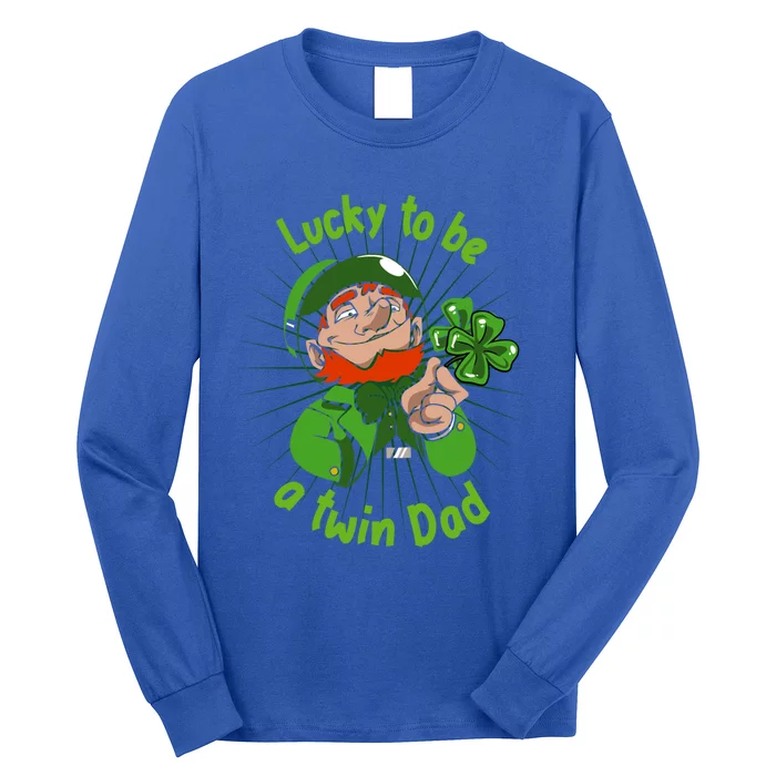 St Patrick`s Patricks Father`s Day Lucky To Be A Twin Dad Gift Long Sleeve Shirt