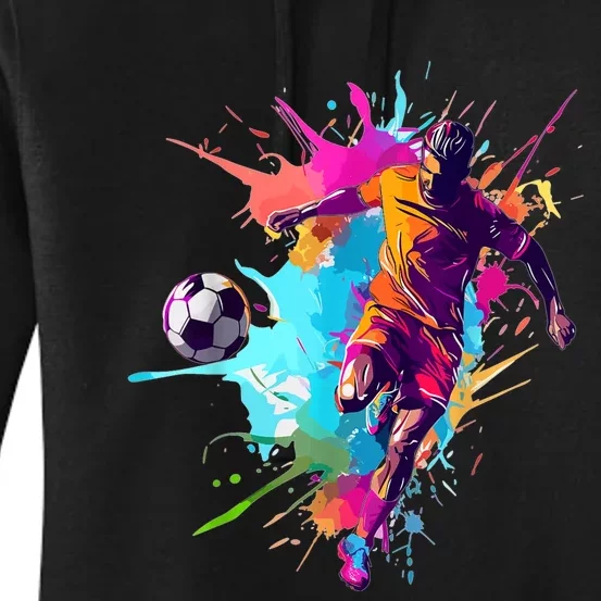 Soccer Player Paint Splash Women's Pullover Hoodie