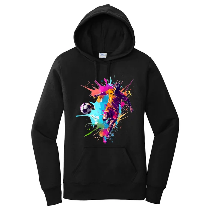 Soccer Player Paint Splash Women's Pullover Hoodie