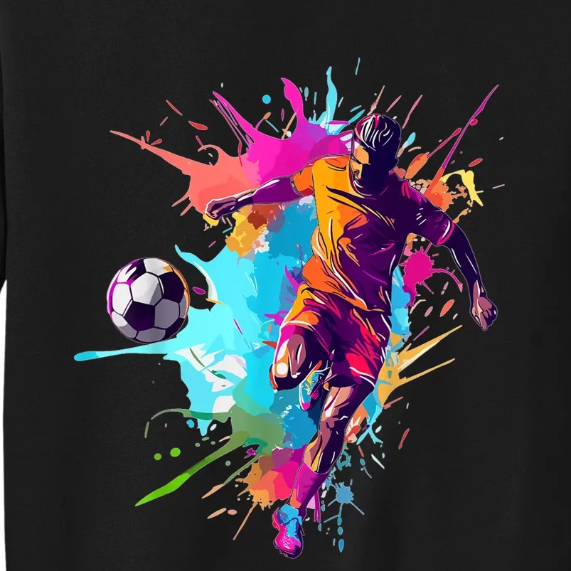 Soccer Player Paint Splash Tall Sweatshirt