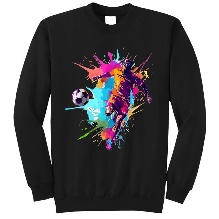 Soccer Player Paint Splash Tall Sweatshirt