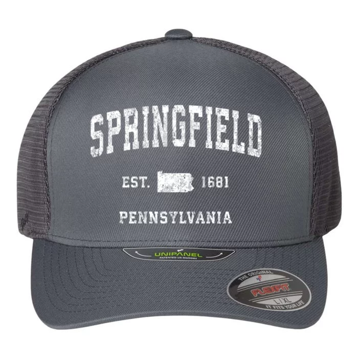 Springfield Pennsylvania Pa Vintage Established Athletic Sports Design Flexfit Unipanel Trucker Cap