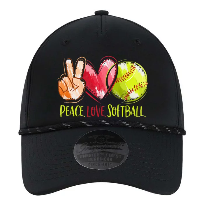 Softball Player Peace Love Softball Performance The Dyno Cap