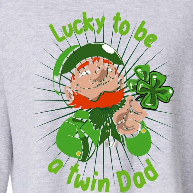 St Patrick`s Patricks Father`s Day Lucky To Be A Twin Dad Meaningful Gift Cropped Pullover Crew