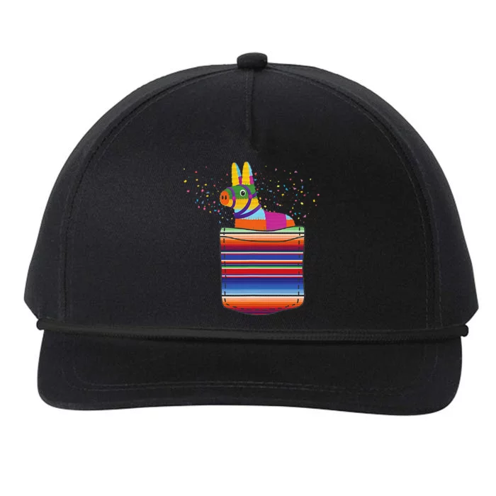 Serape Pocket Pinata Mexican Fiesta (Not An Actual Pocket) Snapback Five-Panel Rope Hat