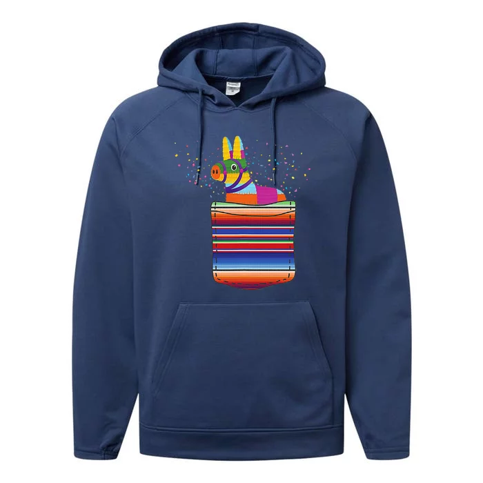 Serape Pocket Pinata Mexican Fiesta (Not An Actual Pocket) Performance Fleece Hoodie