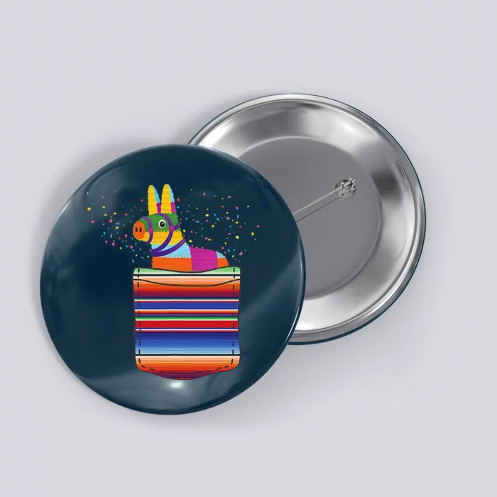 Serape Pocket Pinata Mexican Fiesta (Not An Actual Pocket) Button