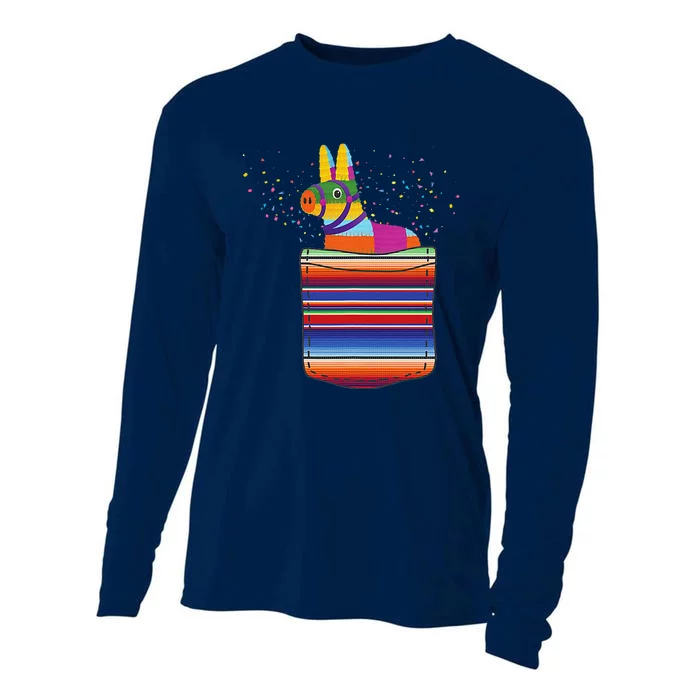 Serape Pocket Pinata Mexican Fiesta (Not An Actual Pocket) Cooling Performance Long Sleeve Crew