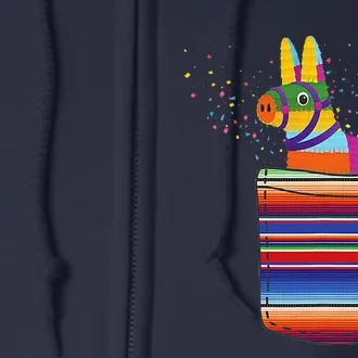 Serape Pocket Pinata Mexican Fiesta (Not An Actual Pocket) Full Zip Hoodie