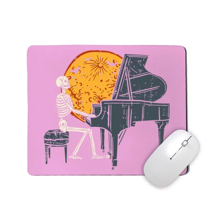 Skeleton Playing Piano Moon Halloween Mousepad