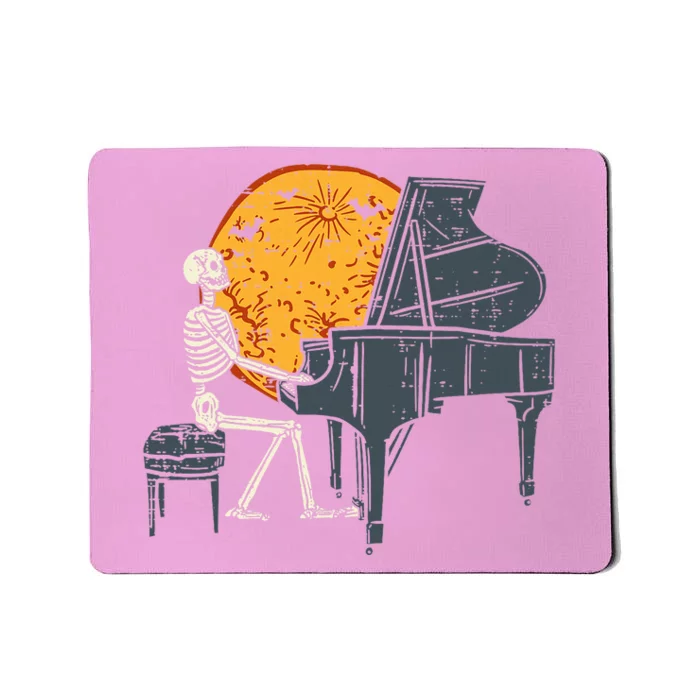 Skeleton Playing Piano Moon Halloween Mousepad