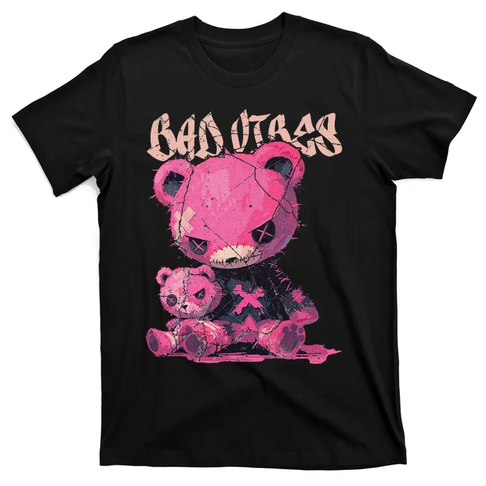 Stitched Pin.K Plush Bear Cute Gothic T-Shirt