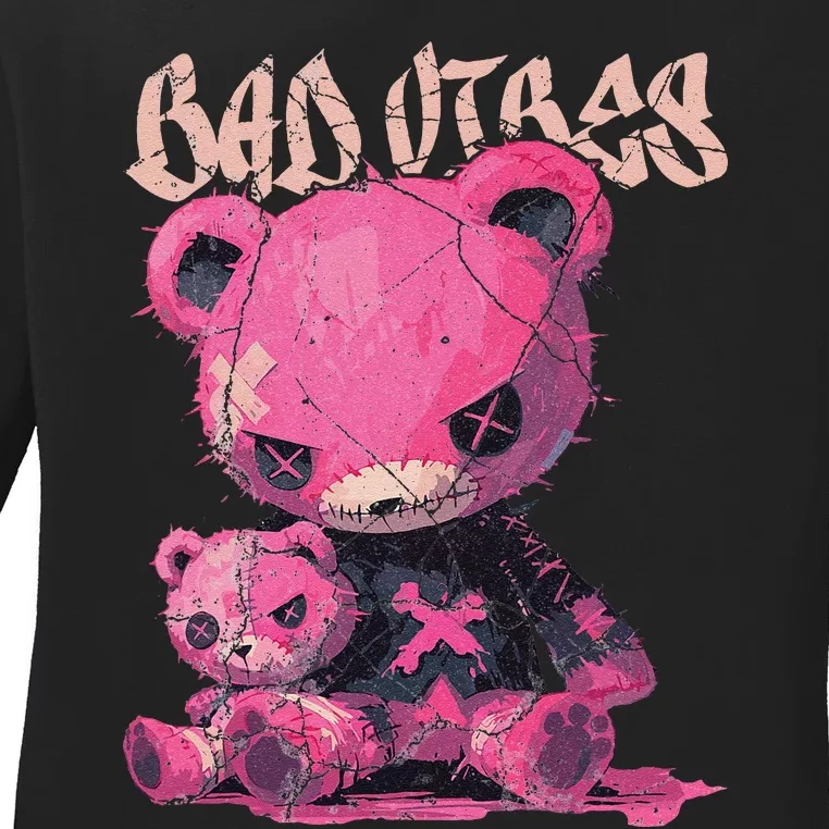 Stitched Pin.K Plush Bear Cute Gothic Ladies Long Sleeve Shirt