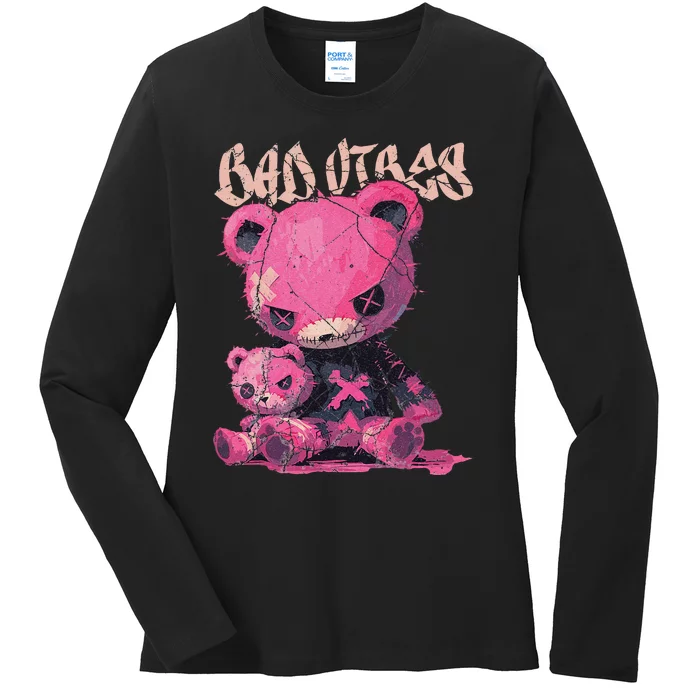 Stitched Pin.K Plush Bear Cute Gothic Ladies Long Sleeve Shirt